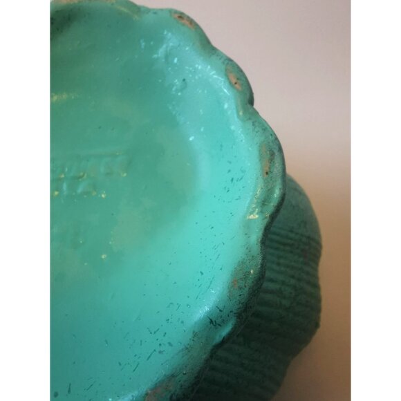 Shawnee Pottery Vase Teal White Hues Mid Century Shell Motif - Picture 7 of 9